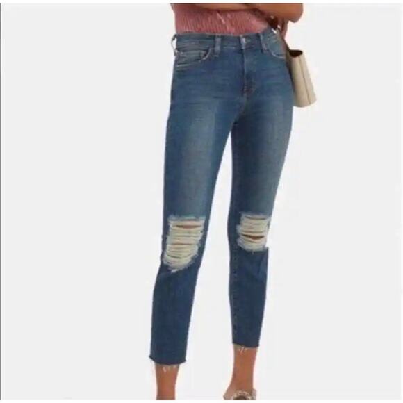 L'AGENCE El Matador Rustic Blue High Rise Distressed Cropped Jeans Size 26 - Picture 1 of 12